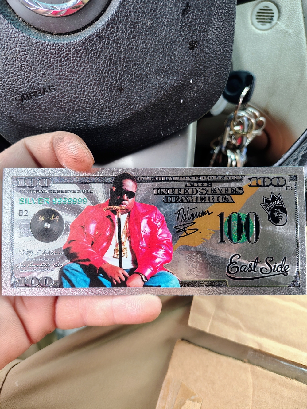 Decorative Collectible Silver Note Featuring Biggie Smalls!